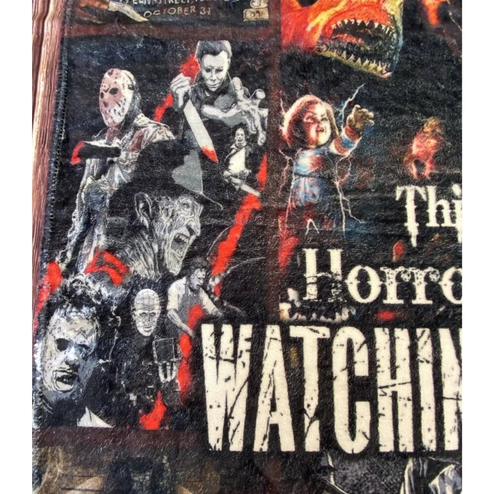 Halloween My Horror Movies Throw Blanket Vibrant Colors 52x40 Cozy Horror Movie